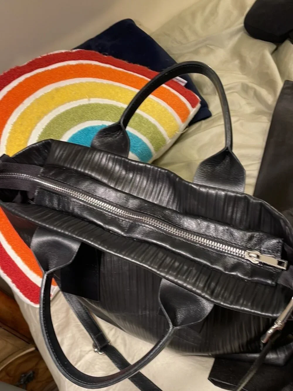 Laura DiMaggio, large satchel, imported, soft, genuine, leather, and dust bag